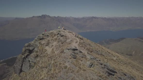 Hikers on Ben Lomond aerial