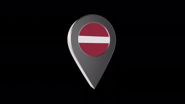 3d Animation Map Navigation Pointer With Latvia Flag With Alpha Channel - 4K alt