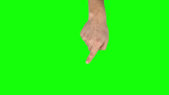 Man Hand Is Performing Swipes Left and Right at Tablet Screen Gesture on Green Screen. Close Up alt