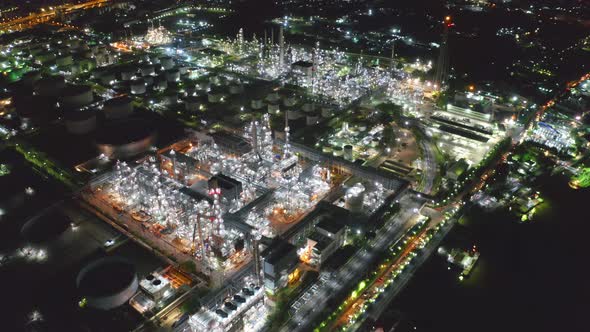 Aerial view of petrochemical oil refinery and sea industrial engineering in Bangna, Bangkok. alt