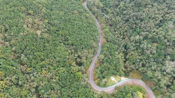 Gumi City Hyeonggok Dong Forest Road Car Aerial View