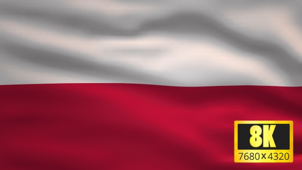 8K Poland Windy Flag Background alt