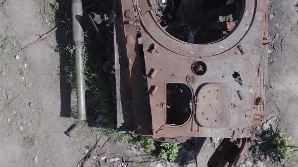 Vertical Video of a Destroyed Russian Military Equipment During the War in Ukraine alt