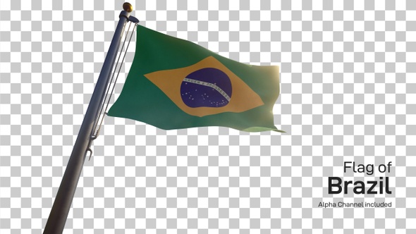 Brazil Flag on a Flagpole with Alpha-Channel alt