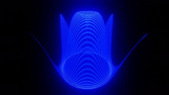 Abstract Digital Particle Neon Blue Wave Animation Like Jellyfish 3D Cyber or Technology Motion