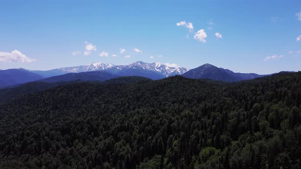 SnowCapped Caucasus Mountains in Summer in Adygea Russia