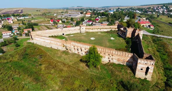 Panoramic aerial shot old castle