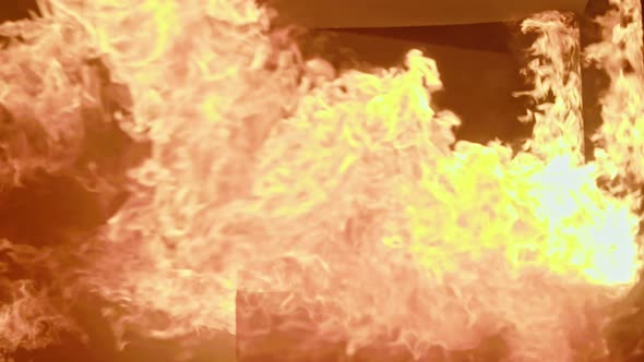 Slow motion of a burning fire with large flames alt