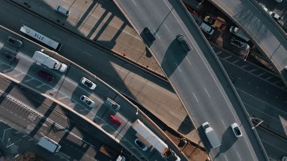 Cars Driving on Multilevel Highway in New York