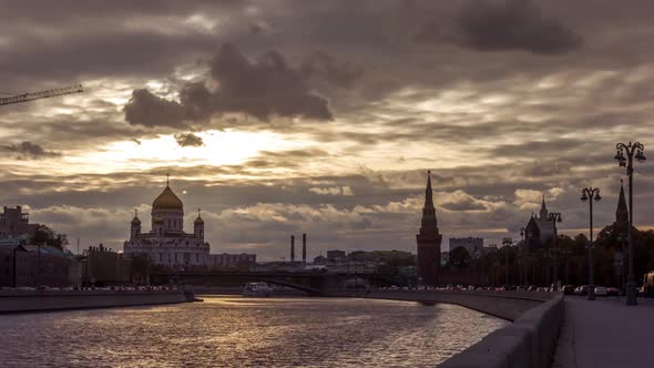 Evening View of Moscow Kremlin and Cathedral of Christ The Savior alt