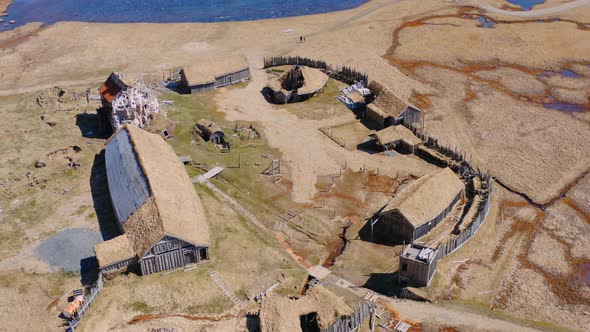 Drone Over Viking Village Film Set In Landscape Of Hofn alt