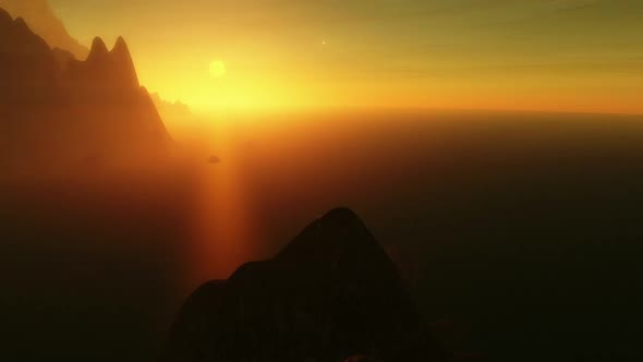 Aerial timelapse 3D animation showing a landscape of an exoplanet with Earth-like features alt