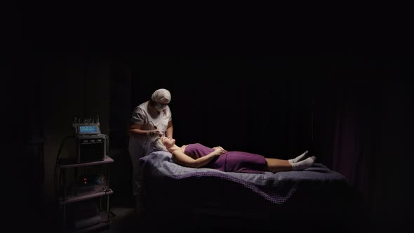 Woman Receiving Antiageing Anticellulite Massage Vacuum Rf Lifting in Spa Salon alt