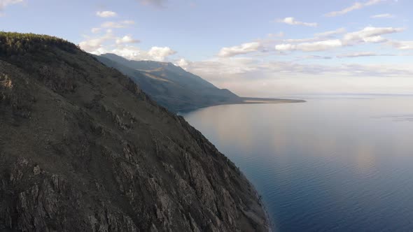 Beautiful Shore of Baikal Lake with Clear Blue Water