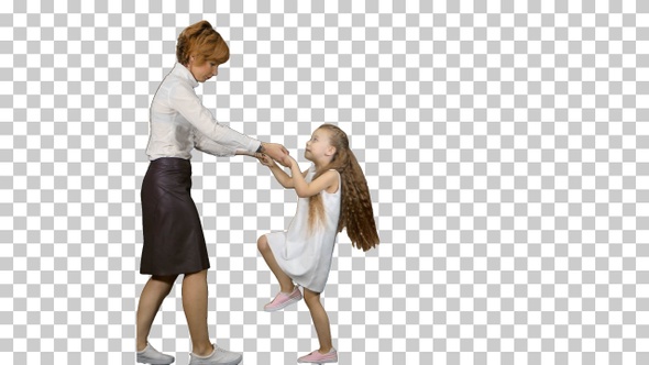 Mother and daughter dancing together, Alpha Channel