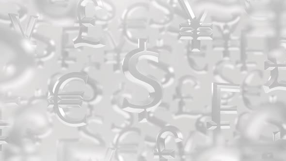 World Currencies Signs White Background
