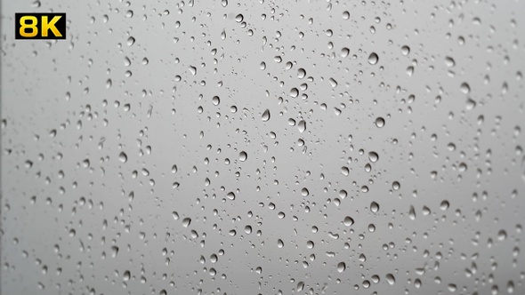 Transparent Rain Drops on Wet Window Glass Surface alt