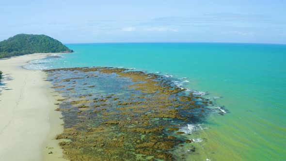 Aerial, Gorgeous Beach At Cape Tribulation In Queensland, Australia