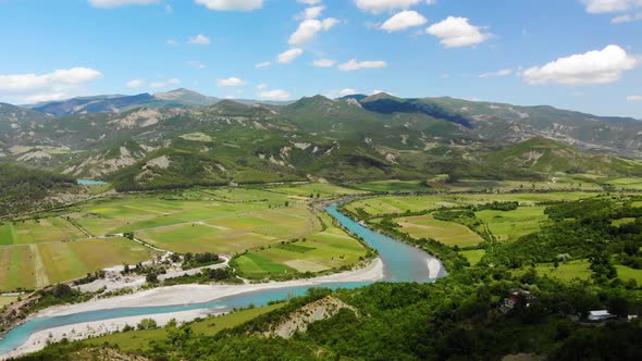 Aerial Panoramic View of Scenic Mountain Landscape in Albania