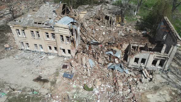 Chernihiv, Ukraine - 27.04.2022: War in Ukraine. State buildings destroyed by Russian troops in the  alt