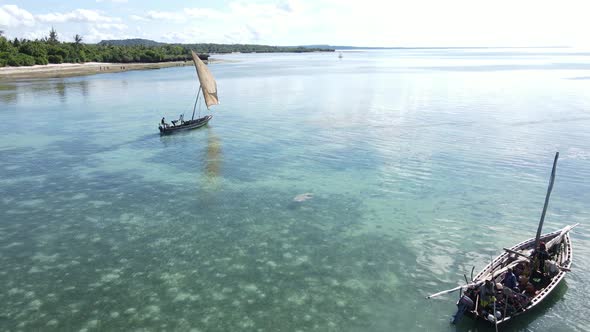 Boats in the Ocean Near the Coast of Zanzibar Tanzania alt