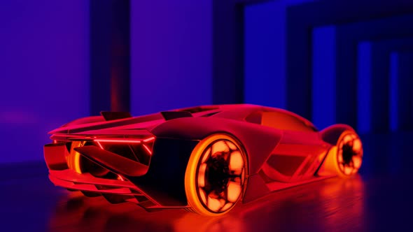 Fire Red Machine in a Dark Blue Tunnel alt