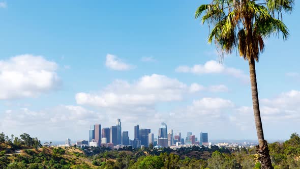 Time Lapse of Clouds Moving Behind the Los Angeles Skyline alt
