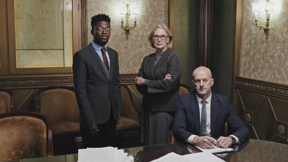 Group Portrait of Diverse Lawyers in Office alt