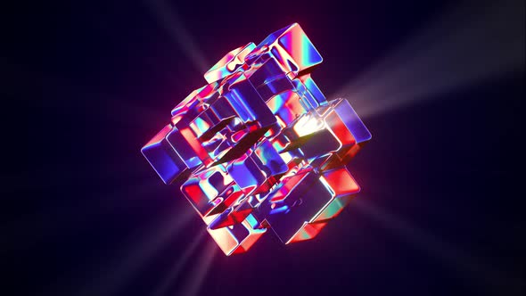 Glass Shape with Light Rays Abstract Looped Animation, Motion Graphics