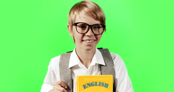 Boy Holding English Book Cromakey