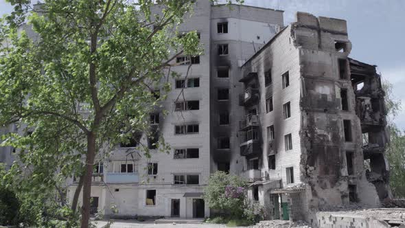 Borodyanka Ukraine  a Destroyed Building During the War Bucha District alt