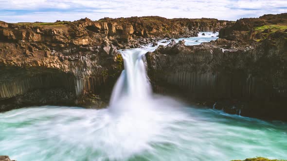 Time Lapse Footage of The Aldeyjarfoss Waterfall in North Iceland alt