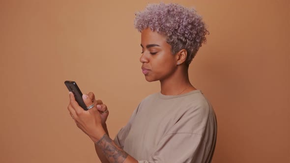 Profile Side View Female Use Phone Search News Feed True Smm Communicate alt