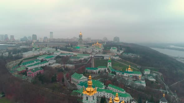Aerial Drone Footage of Kyiv Pechersk Lavra