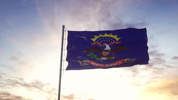 State Flag of North Dakota Waving in the Wind alt