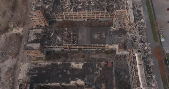 Aerial view of the dilapidated Packard Automotive Plant in Detroit, Michigan.This video was filmed i alt