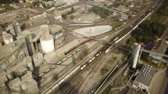 Aerial View of Cement Plant Factory at Industrial Production Area alt