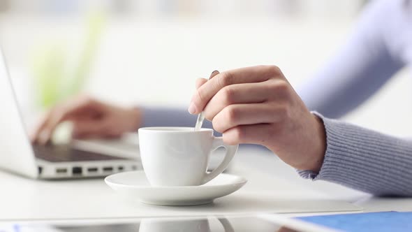 Woman having a coffee break