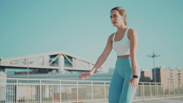 Cinematic action footage of a sport woman training alt