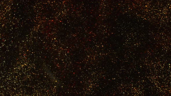 Macro shot of gold glitter. Slow mo. Amazing background. 4K. Gold liquid. Boke