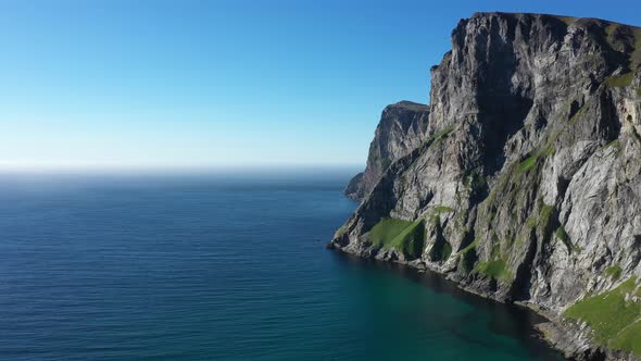 Norwegian rocky coast and mountain ridge