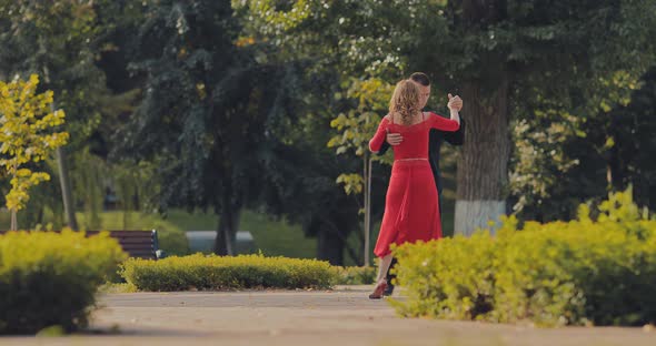 Beautiful Couple Dancing in the Summer Park
