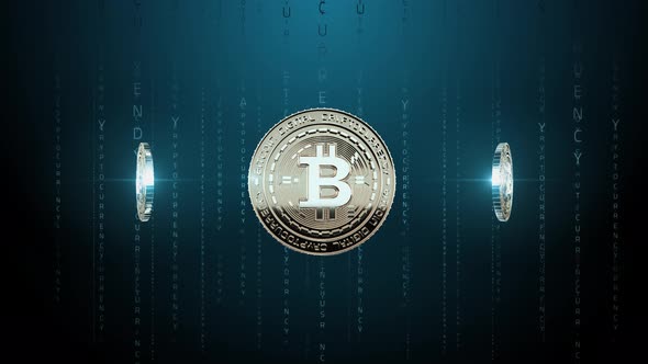Set 5-2 Rotating BITCOIN Cryptocurrency Background 4K