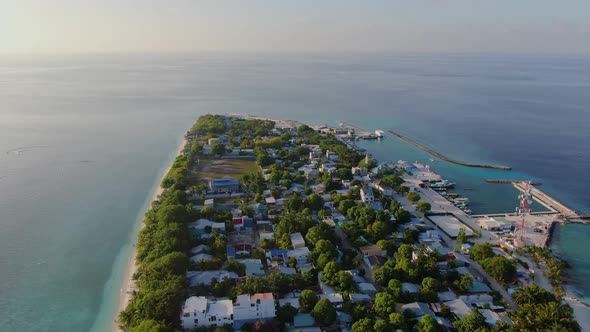 Ukulhas Maldive Island Sunset Aerial View