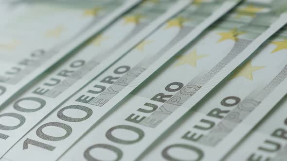 Shallow DOF paper banknotes of EU close-up 4K 2160p 30fps UltraHD panning  footage - Slow pan over   alt