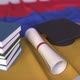 Graduation Cap Books and Diploma on the Armenian Flag