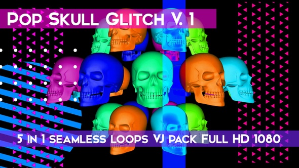 Skull Pop Glitch V.1 VJ Loops