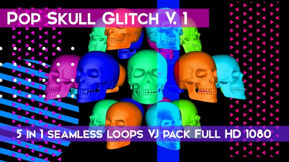Skull Pop Glitch V.1 VJ Loops alt