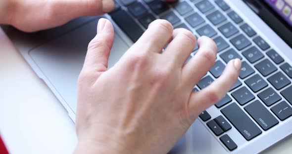 Female Hands Typing on Laptop Keyboard Slow Motion  Movie