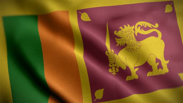 Sri Lanka Flag Closeup Blowing In Wind alt